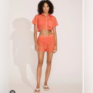 Solid and striped THE CROPPED CABANA SHIRT COREL CRUSH size XS color shirt only